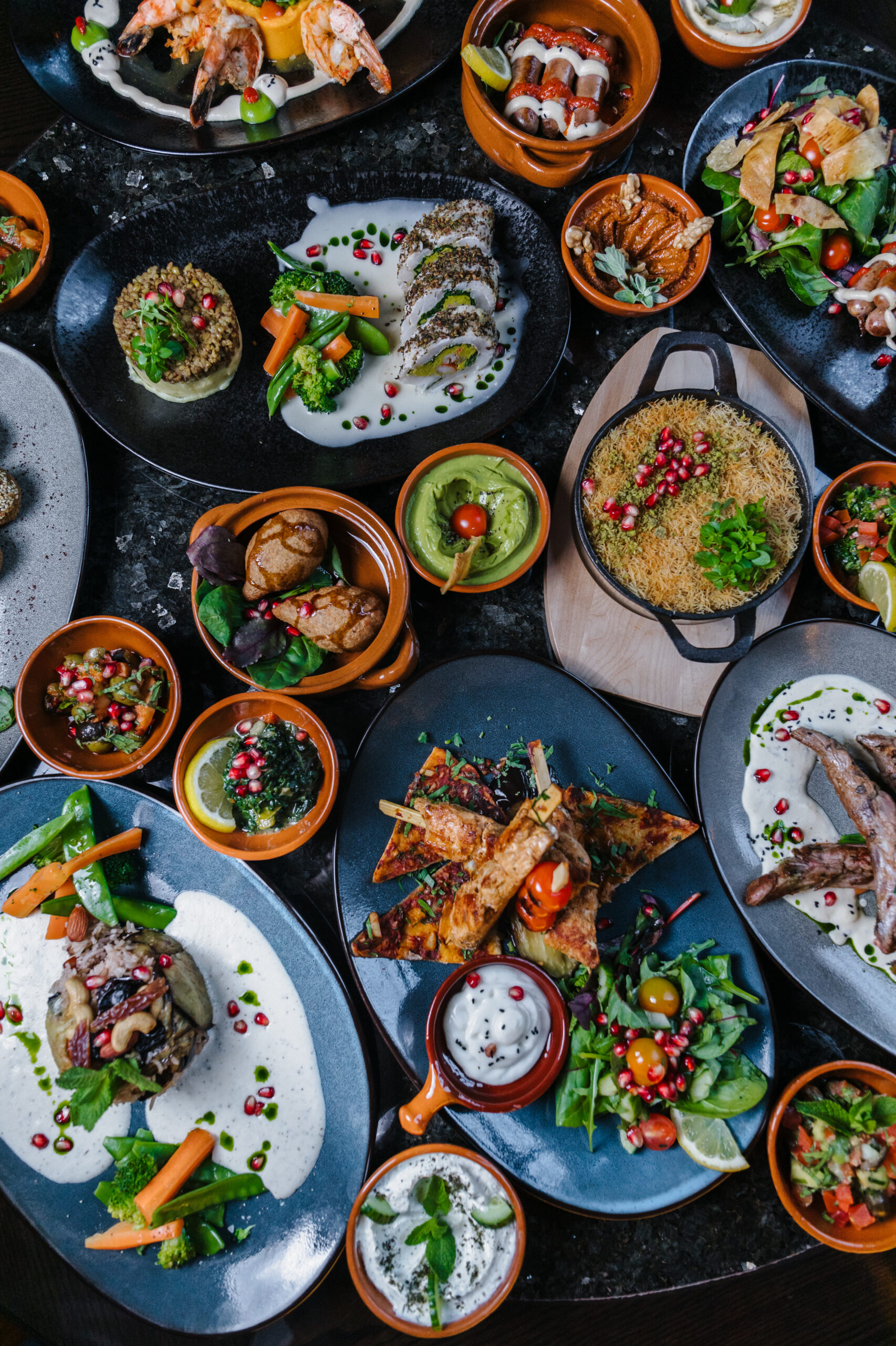 Speisenauswahl der kulinarischen Küche von Mazza